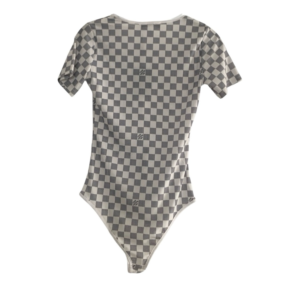 🆕 Louis Vuitton Style Damier Azur short-sleeved swimsuit / Bodysuit 🆕 - Picture 9 of 9
